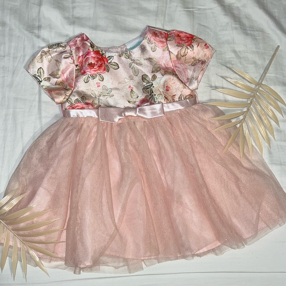 Nannette light peach dress baby girl size 6-9m